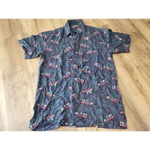 Robert Stock Mens Size S 100% Silk Golf‎ Tennis Theme Button Down Collared Shirt